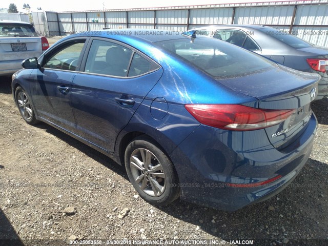 5NPD84LF5JH353436 - 2018 HYUNDAI ELANTRA SEL/VALUE/LIMITED BLUE photo 3