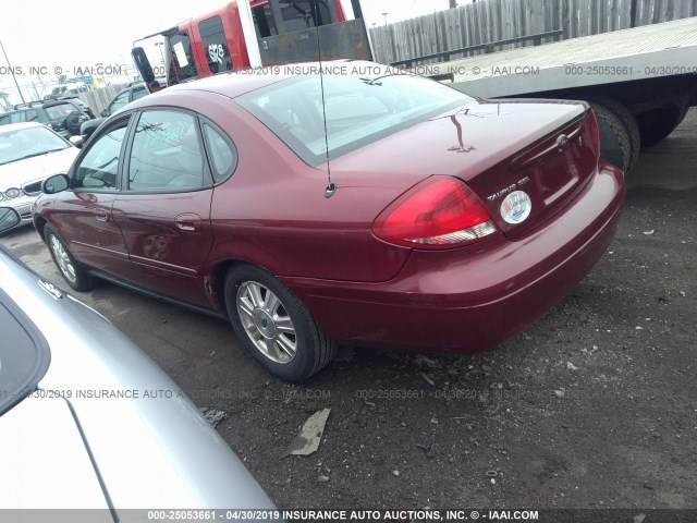 1FAFP56295A255958 - 2005 FORD TAURUS SEL RED photo 3