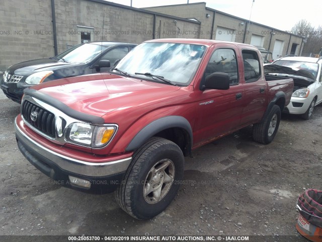 5TEHN72N91Z780913 - 2001 TOYOTA TACOMA DOUBLE CAB RED photo 2