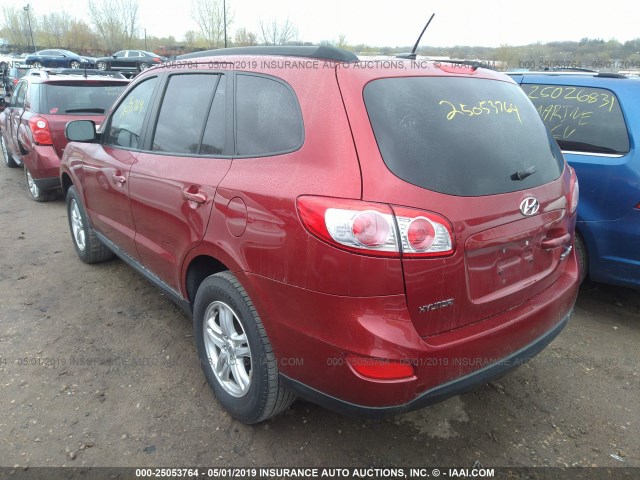 5NMSG3AB6AH349395 - 2010 HYUNDAI SANTA FE GLS RED photo 3