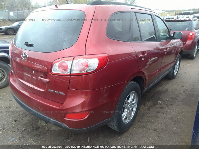 5NMSG3AB6AH349395 - 2010 HYUNDAI SANTA FE GLS RED photo 4