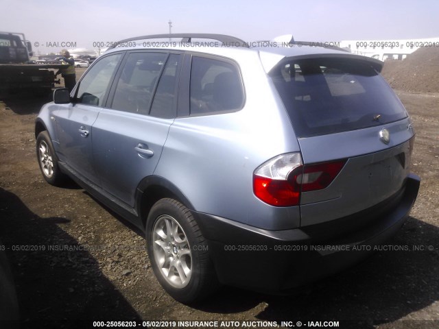 WBXPA73424WB21382 - 2004 BMW X3 2.5I BLUE photo 3