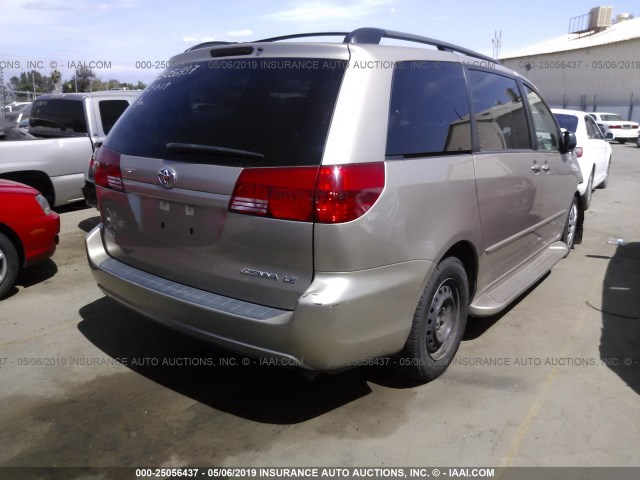 5TDZA23C84S195693 - 2004 TOYOTA SIENNA CE/LE TAN photo 4