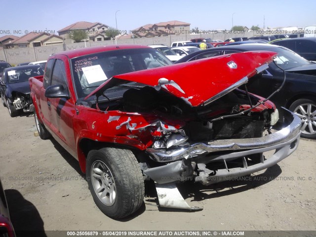 1B7GL42N72S505529 - 2002 DODGE DAKOTA SLT RED photo 1