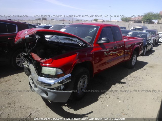 1B7GL42N72S505529 - 2002 DODGE DAKOTA SLT RED photo 2