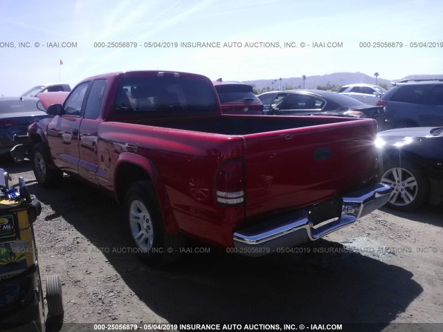 1B7GL42N72S505529 - 2002 DODGE DAKOTA SLT RED photo 3