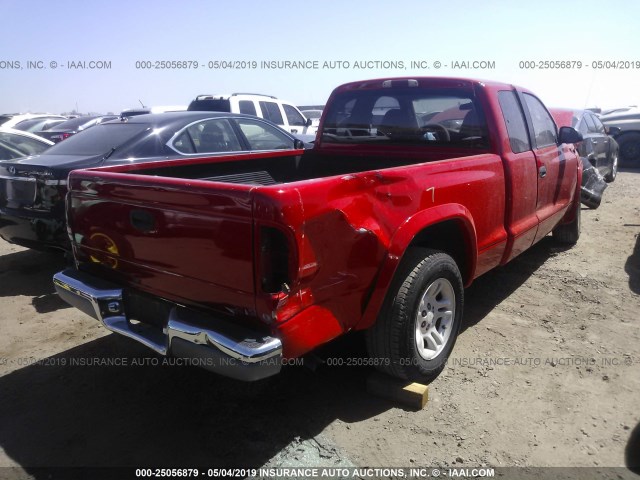 1B7GL42N72S505529 - 2002 DODGE DAKOTA SLT RED photo 4