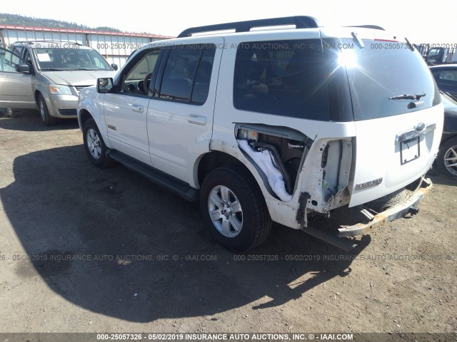 1FMEU73E98UA62278 - 2008 FORD EXPLORER XLT WHITE photo 3