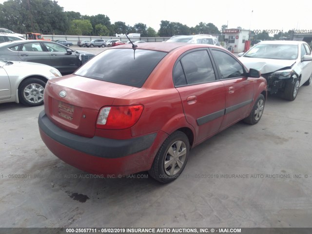 KNADE123876269075 - 2007 KIA RIO LX/SX RED photo 4