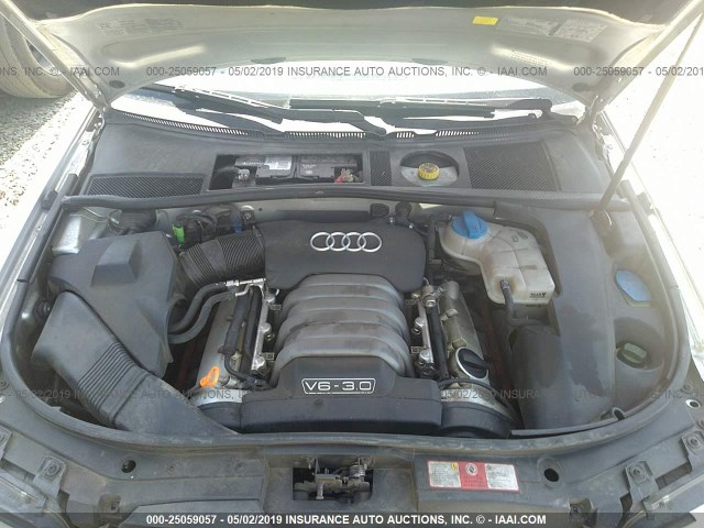 WAULT54B22N150515 - 2002 AUDI A6 3.0 QUATTRO SILVER photo 10