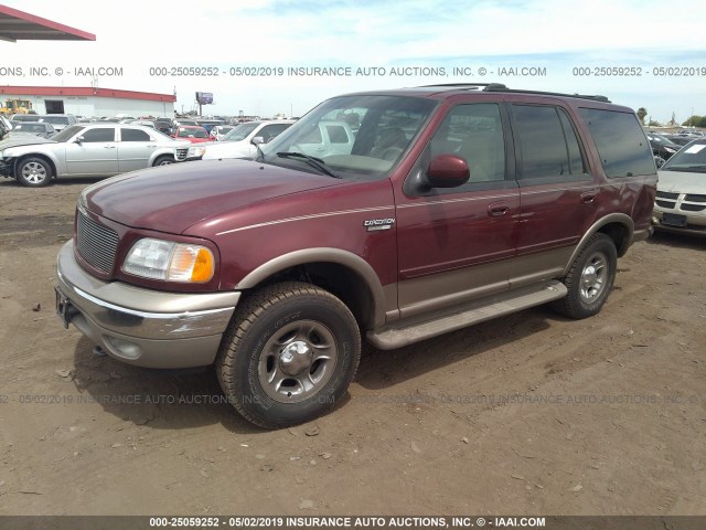 1FMFU18L0YLB57455 - 2000 FORD EXPEDITION EDDIE BAUER MAROON photo 2