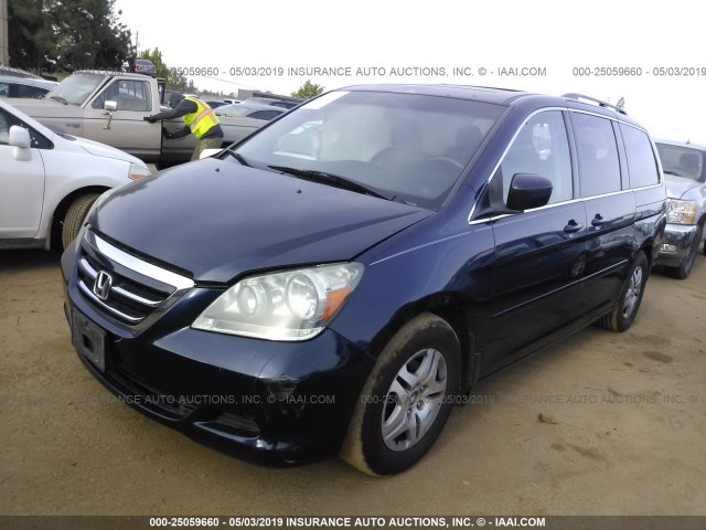 5FNRL38617B030550 - 2007 HONDA ODYSSEY EXL BLUE photo 2