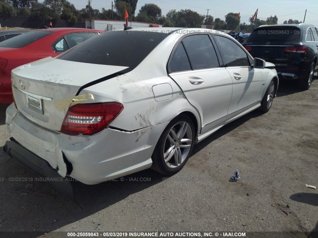 WDDGF4HB3CA658555 - 2012 MERCEDES-BENZ C 250 WHITE photo 4