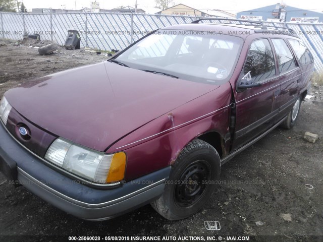 1FACP57U6LG256918 - 1990 FORD TAURUS GL MAROON photo 2