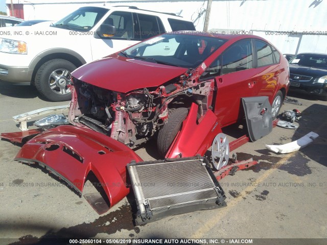 JTDKN3DU4A0079814 - 2010 TOYOTA PRIUS RED photo 2