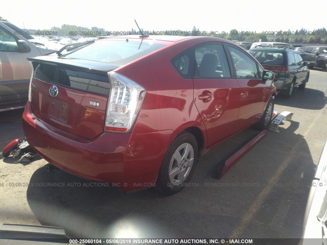 JTDKN3DU4A0079814 - 2010 TOYOTA PRIUS RED photo 4