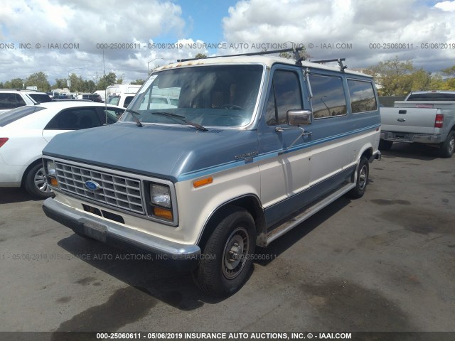 1FMEE11NXHHA53160 - 1987 FORD ECONOLINE E150 BLUE photo 2