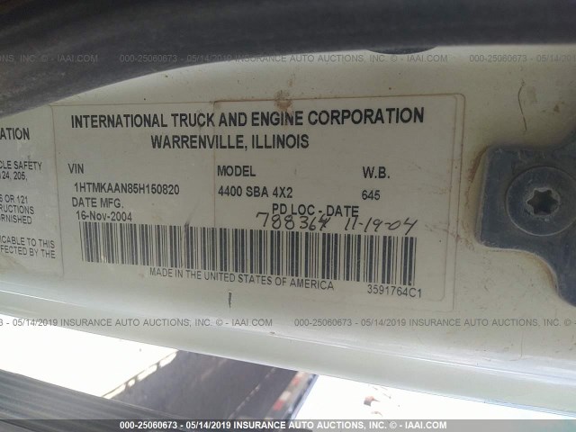 1HTMKAAN85H150820 - 2005 INTERNATIONAL 4000 4400 Unknown photo 9