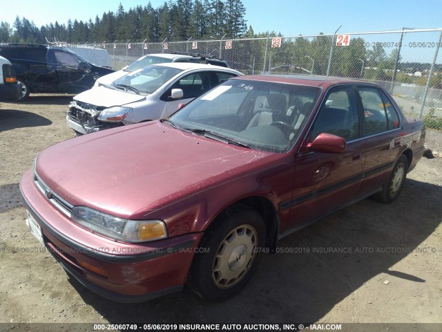 JHMCB7677NC046269 - 1992 HONDA ACCORD EX/EX-R MAROON photo 2