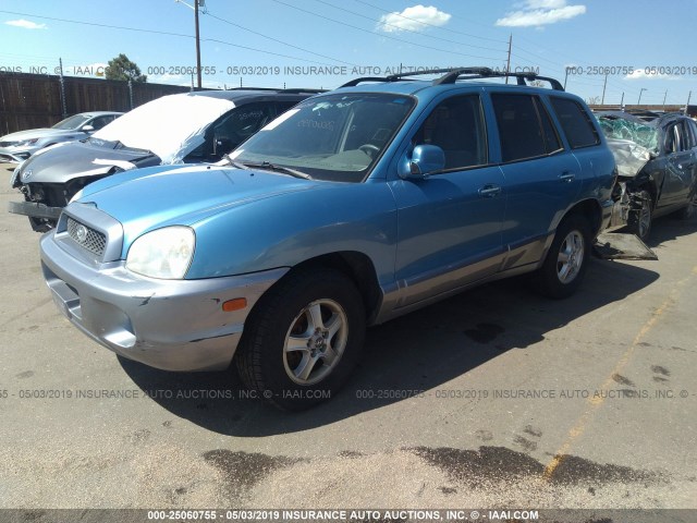 KM8SC73E24U751465 - 2004 HYUNDAI SANTA FE GLS/LX BLUE photo 2