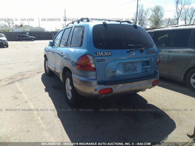 KM8SC73E24U751465 - 2004 HYUNDAI SANTA FE GLS/LX BLUE photo 3