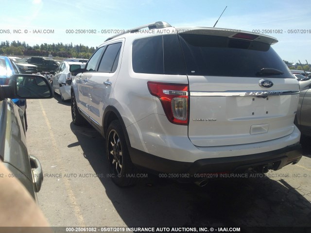 1FM5K8F81DGB07045 - 2013 FORD EXPLORER LIMITED WHITE photo 3