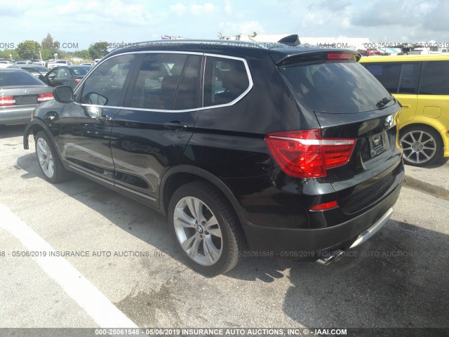 5UXWX7C57BL730011 - 2011 BMW X3 XDRIVE35I BLACK photo 3