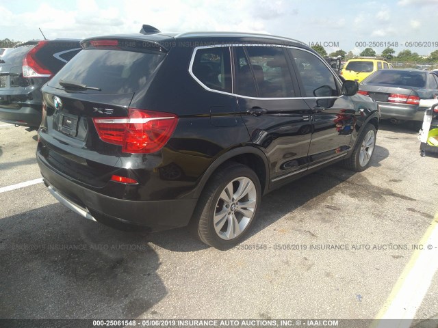 5UXWX7C57BL730011 - 2011 BMW X3 XDRIVE35I BLACK photo 4