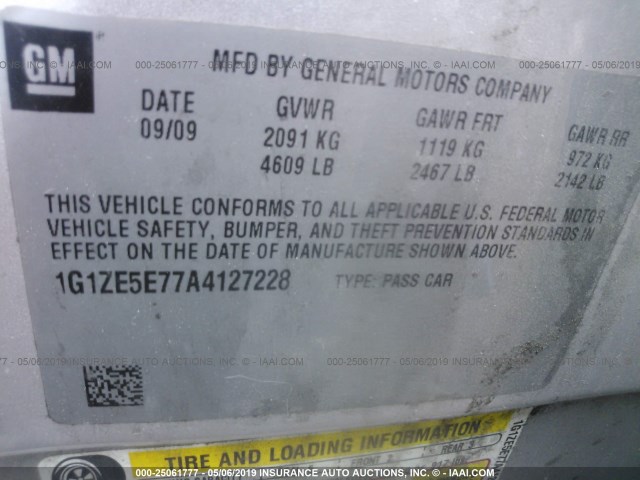 1G1ZE5E77A4127228 - 2010 CHEVROLET MALIBU LTZ SILVER photo 9