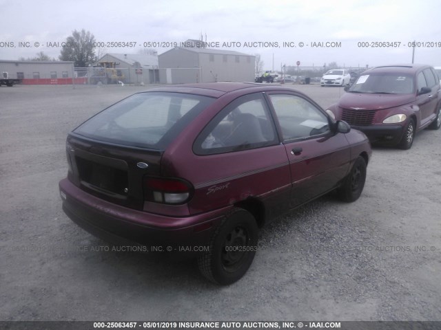 KNJLT05HXT6174840 - 1996 FORD ASPIRE MAROON photo 4