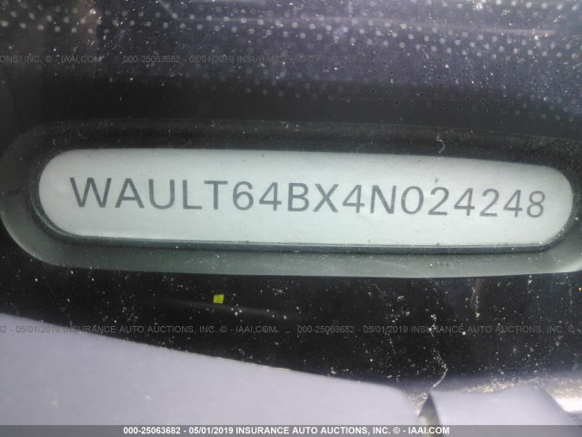 WAULT64BX4N024248 - 2004 AUDI A6 3.0 QUATTRO MAROON photo 9