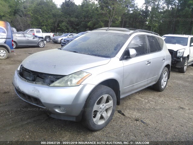 JN8AZ08T14W226709 - 2004 NISSAN MURANO SL/SE SILVER photo 2