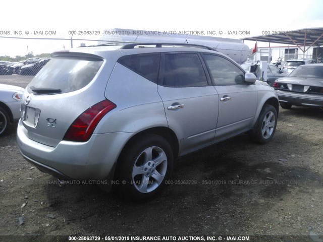 JN8AZ08T14W226709 - 2004 NISSAN MURANO SL/SE SILVER photo 4