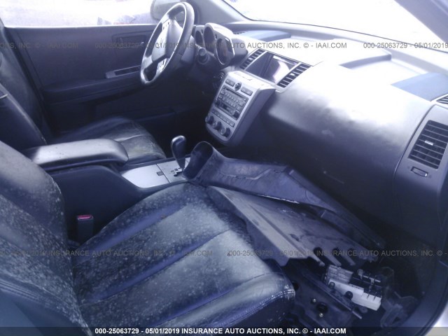 JN8AZ08T14W226709 - 2004 NISSAN MURANO SL/SE SILVER photo 5