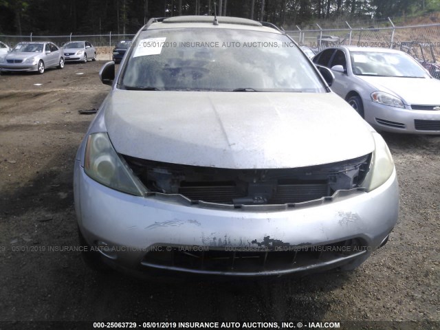 JN8AZ08T14W226709 - 2004 NISSAN MURANO SL/SE SILVER photo 6