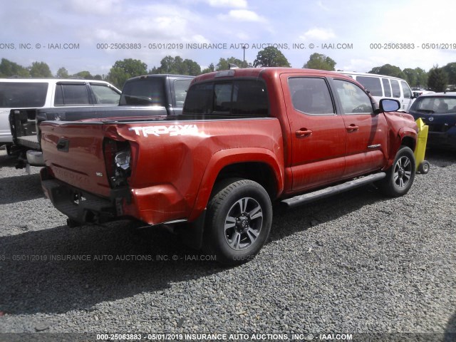 3TMCZ5AN4GM002125 - 2016 TOYOTA TACOMA DBL CAB/SR/SR5/TRD SPT/OR ORANGE photo 4