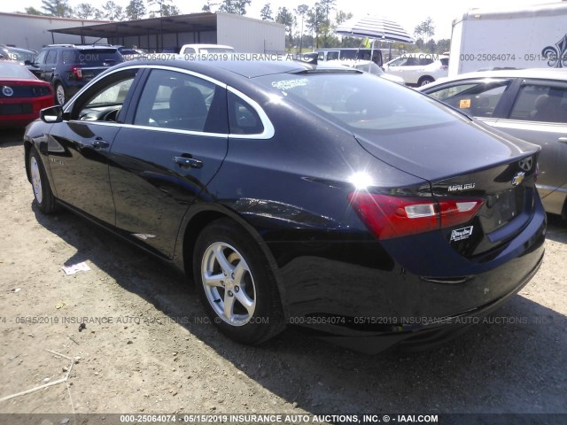 1G1ZC5ST8GF301473 - 2016 CHEVROLET MALIBU LS BLACK photo 3