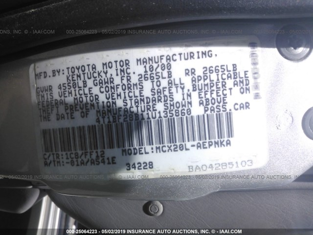 4T1BF28B11U135860 - 2001 TOYOTA AVALON XL/XLS SILVER photo 9