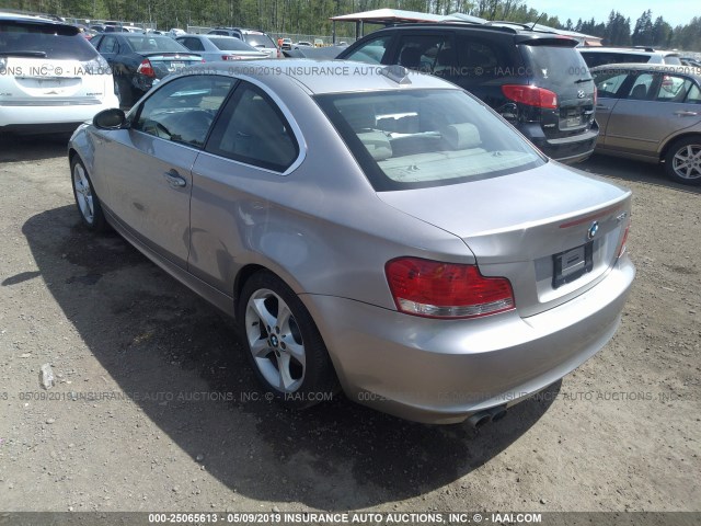 WBAUP93558VF47885 - 2008 BMW 128 I GRAY photo 3