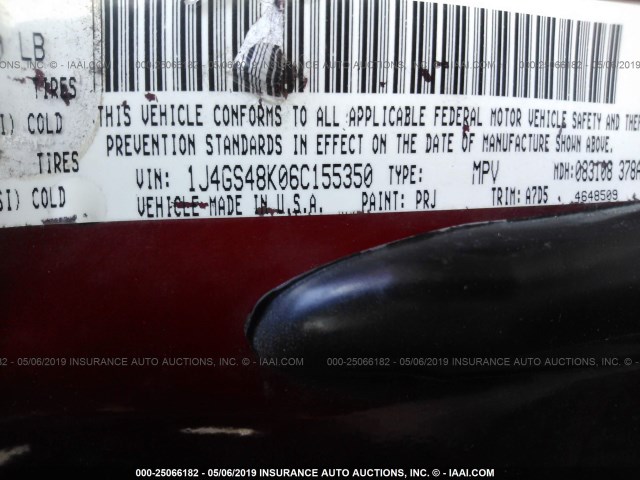 1J4GS48K06C155350 - 2006 JEEP GRAND CHEROKEE LAREDO/COLUMBIA/FREEDOM 红色 照片 9