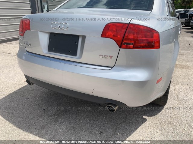 WAUAF78E46A004323 - 2006 AUDI A4 2/TURBO SILVER photo 6