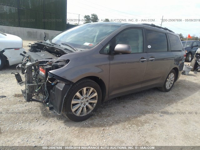 5TDDK3DC9BS025836 - 2011 TOYOTA SIENNA XLE/LIMITED BROWN photo 2