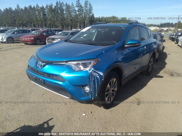 JTMRJREV3GD026866 - 2016 TOYOTA RAV4 HV XLE BLUE photo 2