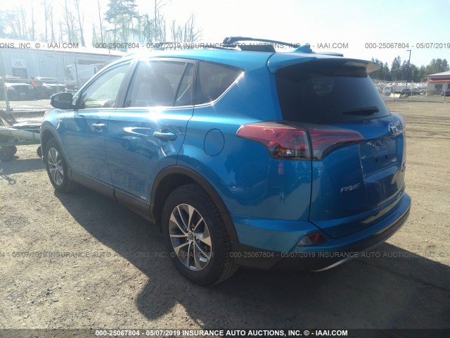 JTMRJREV3GD026866 - 2016 TOYOTA RAV4 HV XLE BLUE photo 3