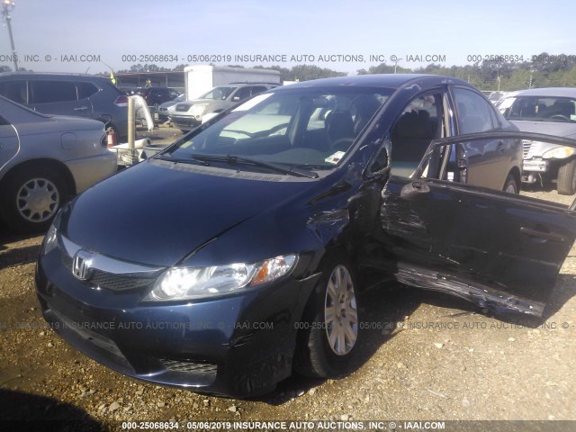 2HGFA16329H511783 - 2009 HONDA CIVIC VP BLUE photo 2