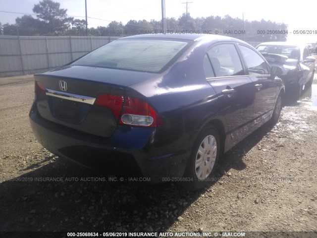 2HGFA16329H511783 - 2009 HONDA CIVIC VP BLUE photo 4