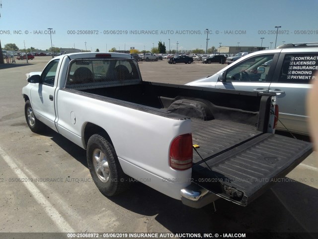 1B7GL26X1XS312087 - 1999 DODGE DAKOTA WHITE photo 3