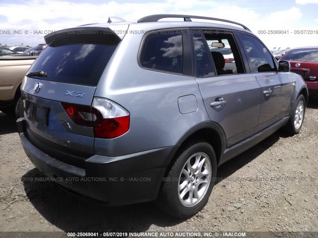 WBXPA734X4WB25647 - 2004 BMW X3 2.5I SILVER photo 4