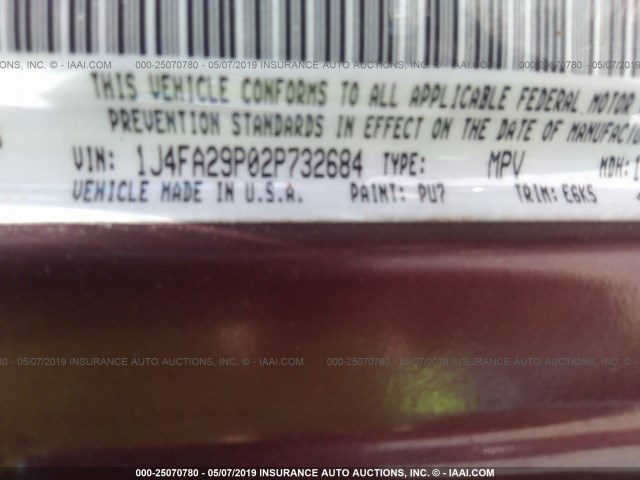 1J4FA29P02P732684 - 2002 JEEP WRANGLER / TJ SE MAROON photo 9