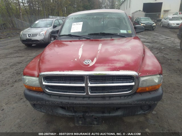 1D7HG12K54S680304 - 2004 DODGE DAKOTA SXT RED photo 6